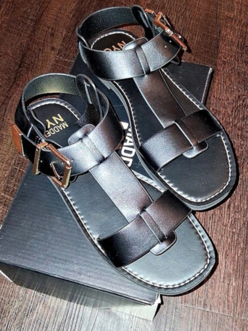 Madden NYC Black Sandals Size 8.5 Like New